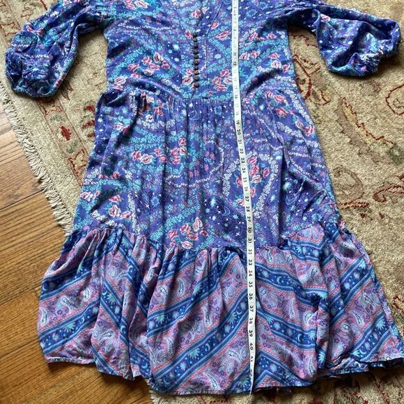 R. Vivimos Floral Paisley Print Flowly Boho V-Neck MIDI Dress Women’s 8/10 - Picture 12 of 15